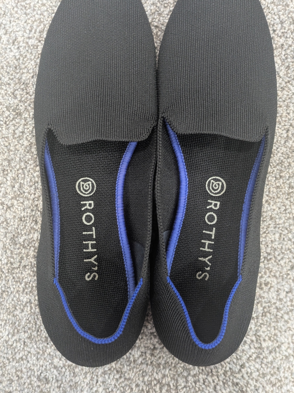 Rothy's The Loafer Black Slip-On Shoes Flats with Blue Accent Size 11 Or 12 - Picture 6 of 9